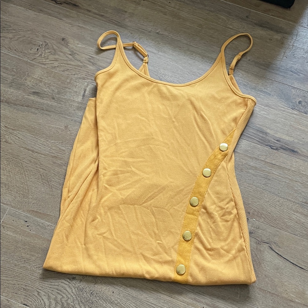 Guess Mustard Button-Accent Mini Dress